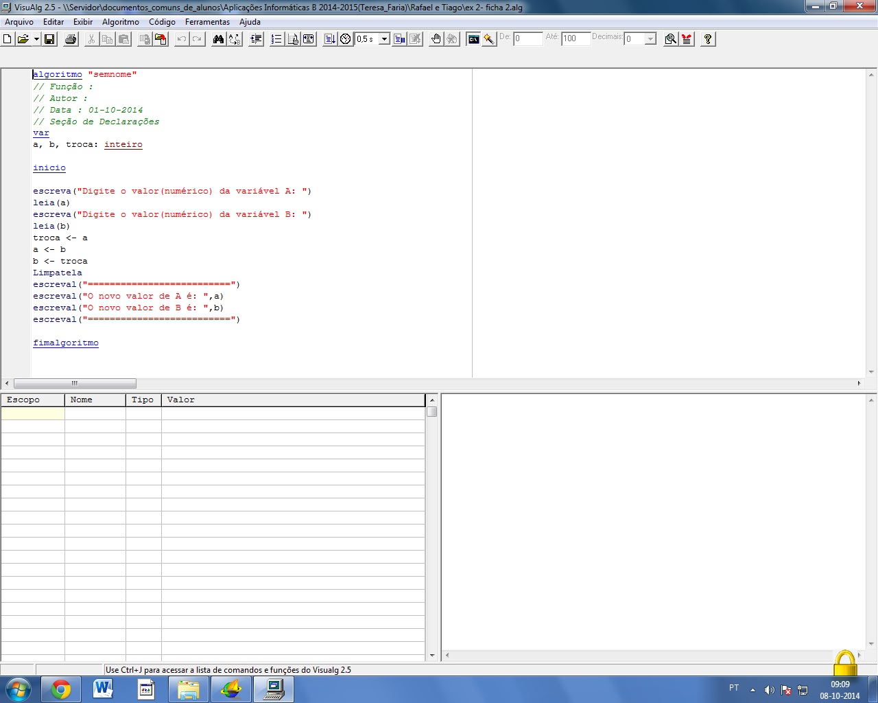 Exercicios do VisualG (Algoritmos) :: Young Wild Free